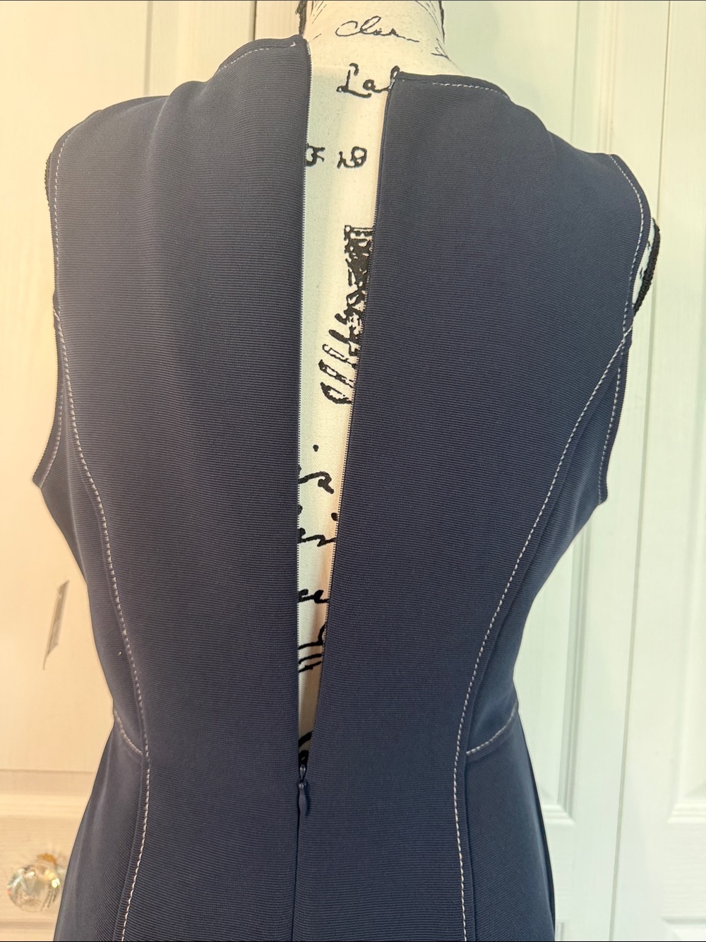 Donna Morgan Sleeveless Mini with Princess Seaming in Navy Blazer - Picture 6 of 7